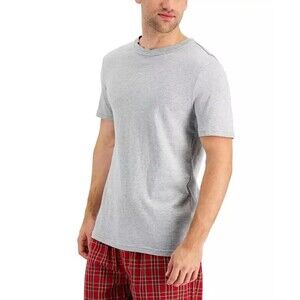 CLUB ROOM Pajama Set Mens Medium Grey Pullover Crew T-Shirt Plaid Cotton Shorts